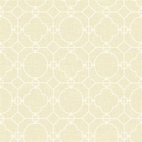 White & Beige Commercial Lattice Wallpaper