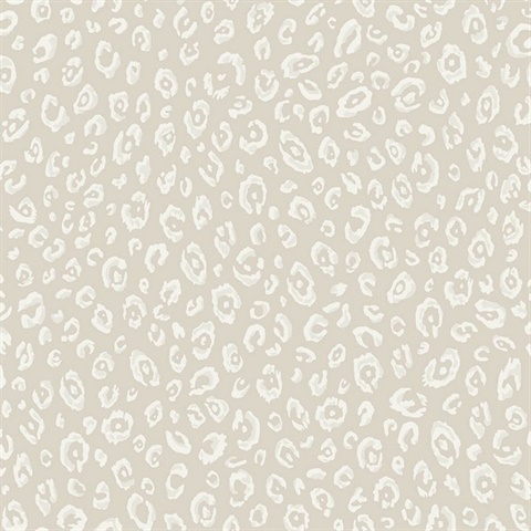 White & Beige Commercial Leopard Wallpaper