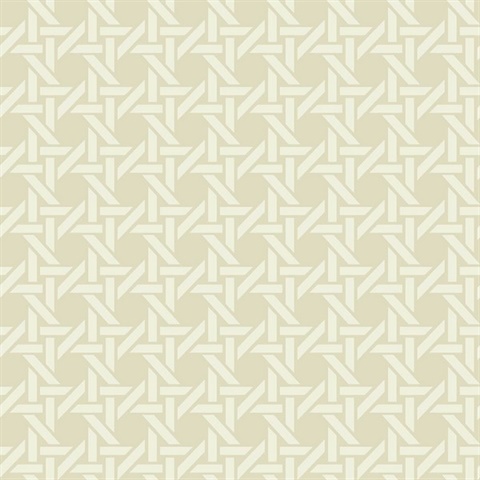 White & Beige Commercial Wicker Geometric Wallpaper