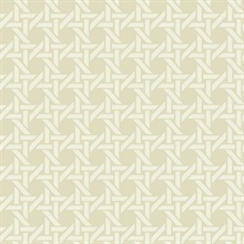 White & Beige Commercial Wicker Geometric Wallpaper