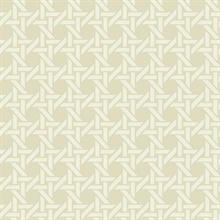 White & Beige Commercial Wicker Geometric Wallpaper