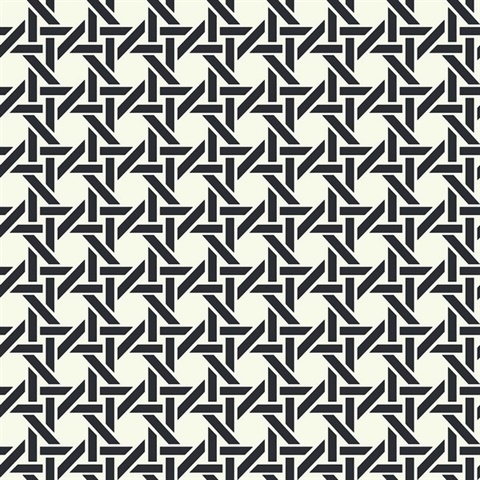 White & Black Commercial Wicker Geometric Wallpaper