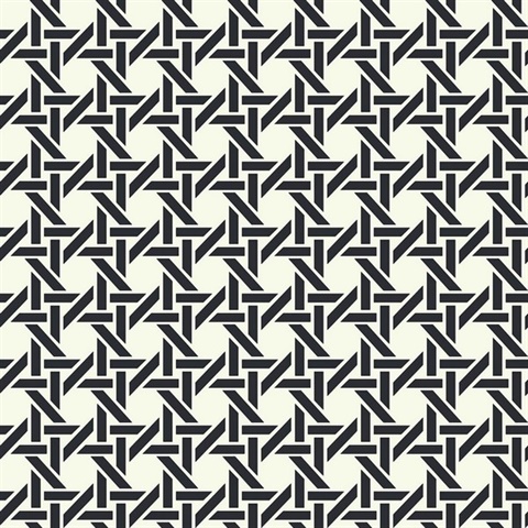 White & Black Commercial Wicker Geometric Wallpaper
