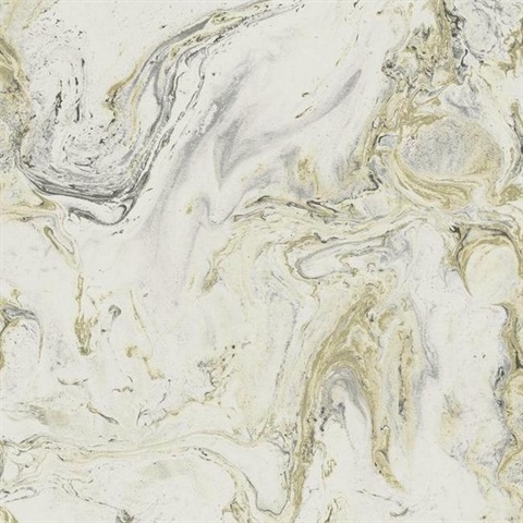 White & Black & Gold Oil & Marble Wallpaper