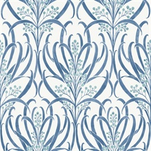 White &amp; Blue Calluna Leaf Wallpaper