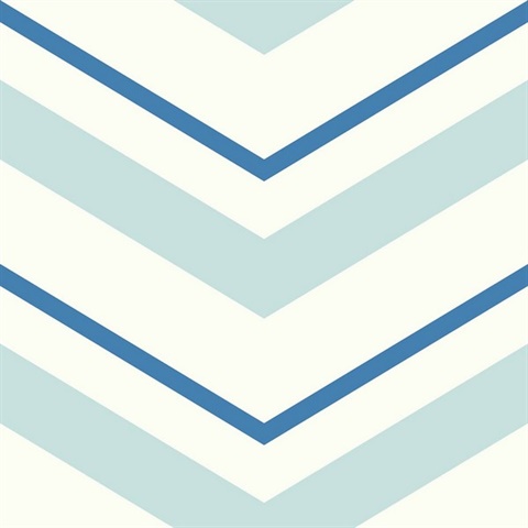 White & Blue Commercial Chevron Wallpaper