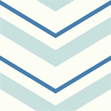 White & Blue Commercial Chevron Wallpaper