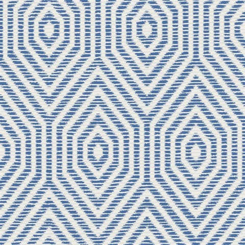 White & Blue Commercial Hexagon Geometric Wallpaper