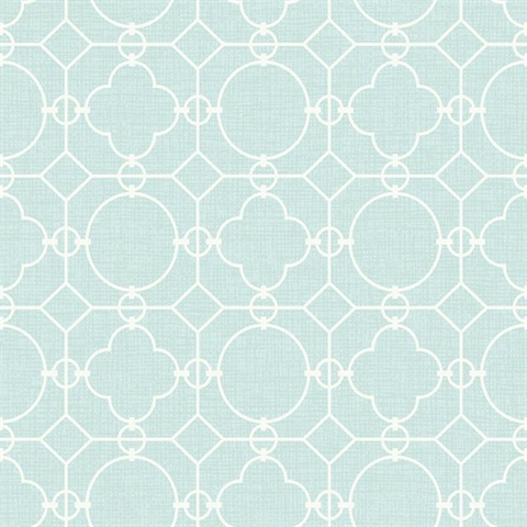 White & Blue Commercial Lattice Wallpaper