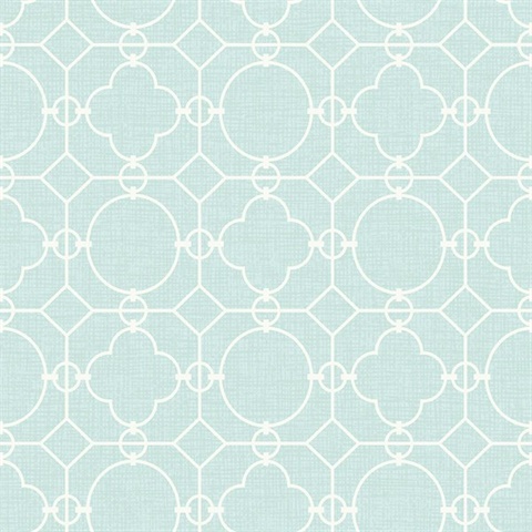 White & Blue Commercial Lattice Wallpaper