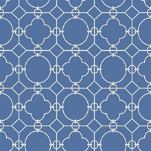 White & Blue Commercial Lattice Wallpaper