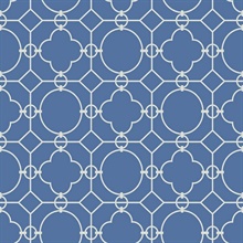 White & Blue Commercial Lattice Wallpaper