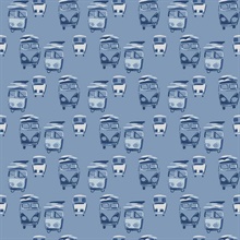 White & Blue Retro Buses Wallpaper