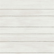 White Broad Side Faux Textured Wood Panel Wallpaper