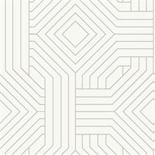 White Diverging Diamonds Geometric Metallic Wallpaper