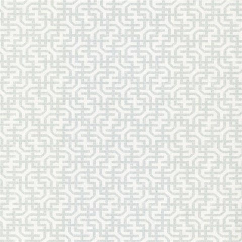 White Dynastic Lattice Geometric Asian Inspired Wallpaper