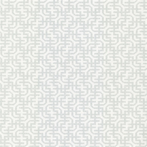 White Dynastic Lattice Geometric Asian Inspired Wallpaper
