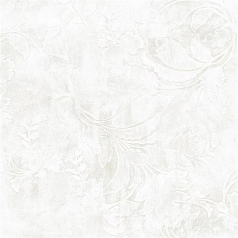 White Entablature Scroll Wallpaper
