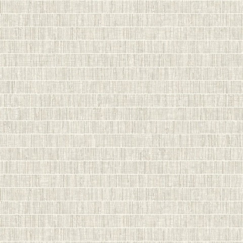 White Faux Grass Horizontal Stripe Wallpaper