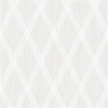 White Geometric Pearlescent Diagonal Diamonds Wallpaper