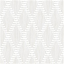 White Geometric Pearlescent Diagonal Diamonds Wallpaper