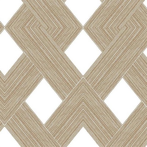 White & Gold Beveled Edge Geometric Wallpaper