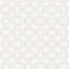 White & Gold Commercial Handdrawn Geometric Wallpaper