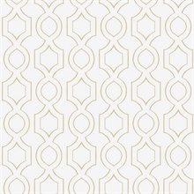 White & Gold Commercial Handdrawn Geometric Wallpaper