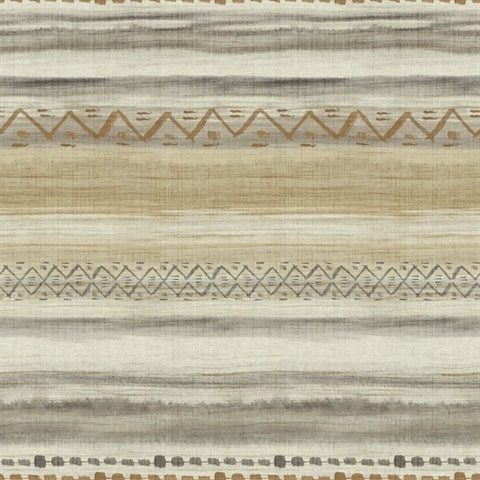 White & Gold Commercial Tribal Stripe Wallpaper