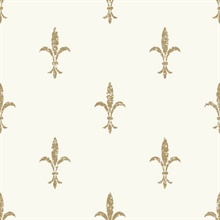 White & Gold Fleur De Lis Wallpaper