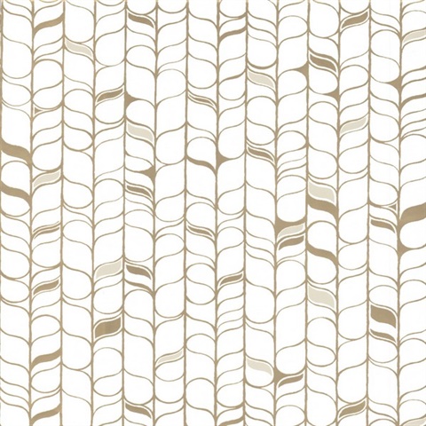 White & Gold Perfect Petals Metallic Foil Texture Stripe Wallpaper