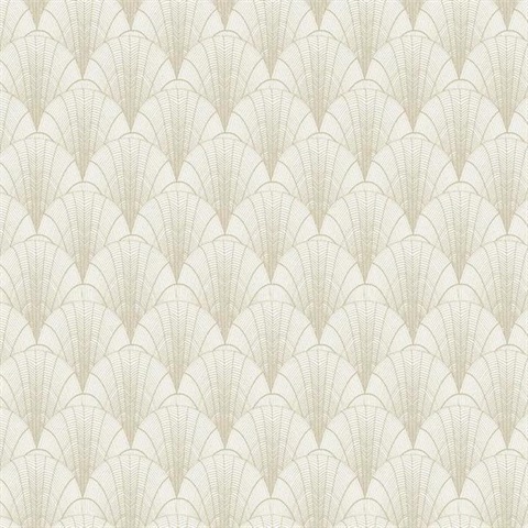 White & Gold Scalloped Pearls Wallpaper