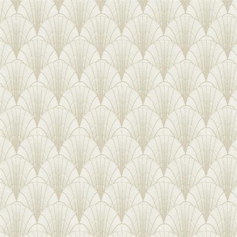 White & Gold Scalloped Pearls Wallpaper