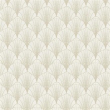 White &amp; Gold Scalloped Pearls Wallpaper