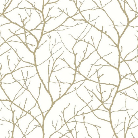 White & Gold Trees Silhouette Wallpaper