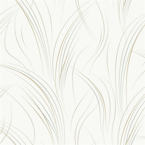 White Graceful Wisp Curve Lines Wallpaper