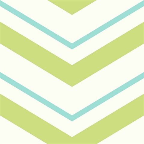 White, Green & Blue Commercial Chevron Wallpaper