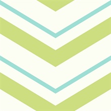 White, Green & Blue Commercial Chevron Wallpaper