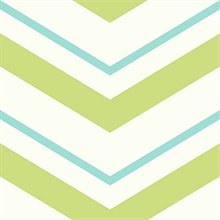 White, Green & Blue Commercial Chevron Wallpaper