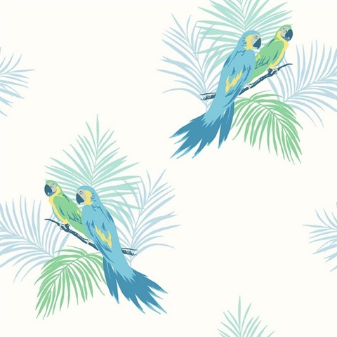 White, Green & Blue Commercial Parrot Birds Wallpaper