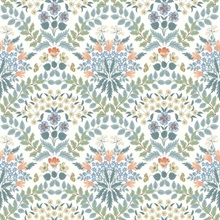 White & Green Bramble Abtract Floral Leaf Wallpaper