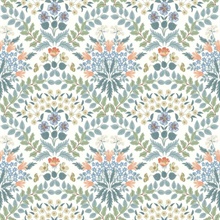 White & Green Bramble Abtract Floral Leaf Wallpaper
