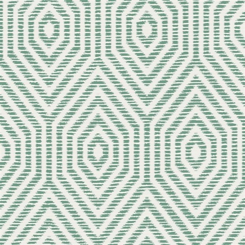 White & Green Commercial Hexagon Geometric Wallpaper