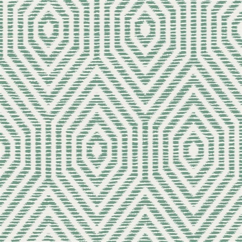 White & Green Commercial Hexagon Geometric Wallpaper