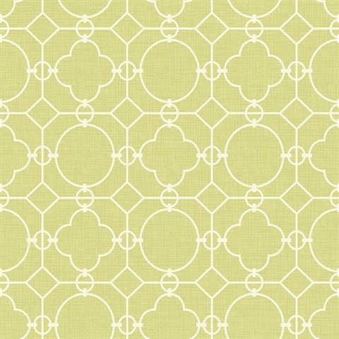 White & Green Commercial Lattice Wallpaper