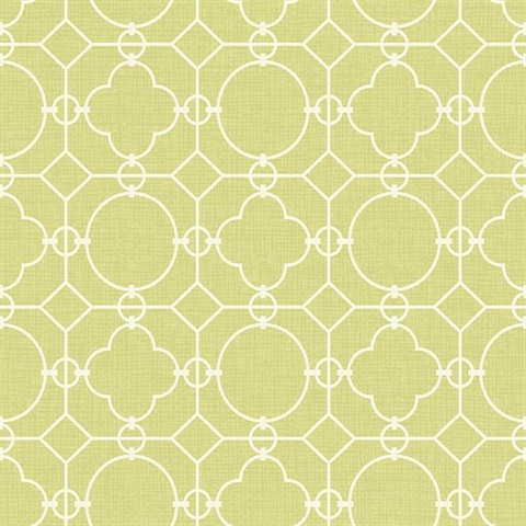 White & Green Commercial Lattice Wallpaper