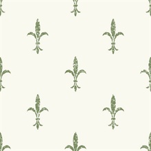 White & Green Fleur De Lis Wallpaper