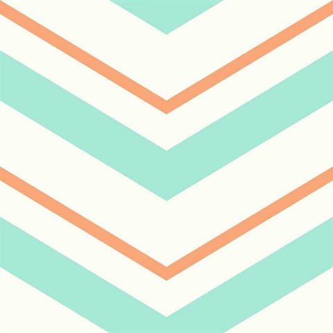 White, Green & Orange Commercial Chevron Wallpaper