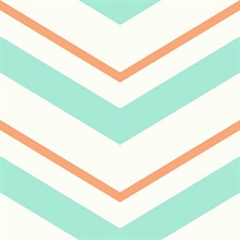 White, Green & Orange Commercial Chevron Wallpaper