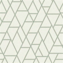 White &amp; Green Pathways Geometric Triangle on Linen Wallpaper